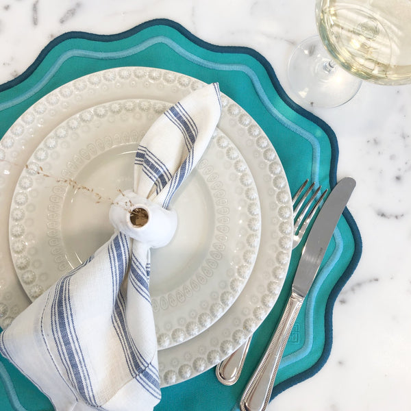 JOGO AMERICANO EASY CLEAN ONDAS REDONDO VERDE ÁGUA 43 CM - VERDE