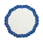 JOGO AMERICANO DE LINHO PURO ROYAL MARFIM E AZUL 43CM