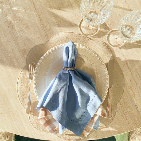 GUARDANAPO VICHY DE ALGODÃO BEGE 50X50CM