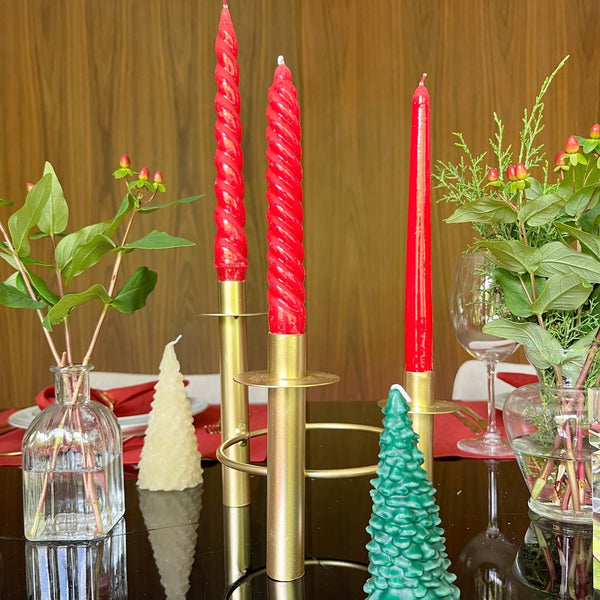 VELAS PARA CASTIÇAL CÔNICA VERMELHO 25 CM - 02 UNIDADES