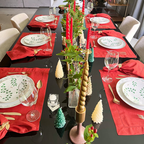 JOGO AMERICANO LINHO VISCO BARRA LARGA PREMIUM VERMELHO 50X39  CM