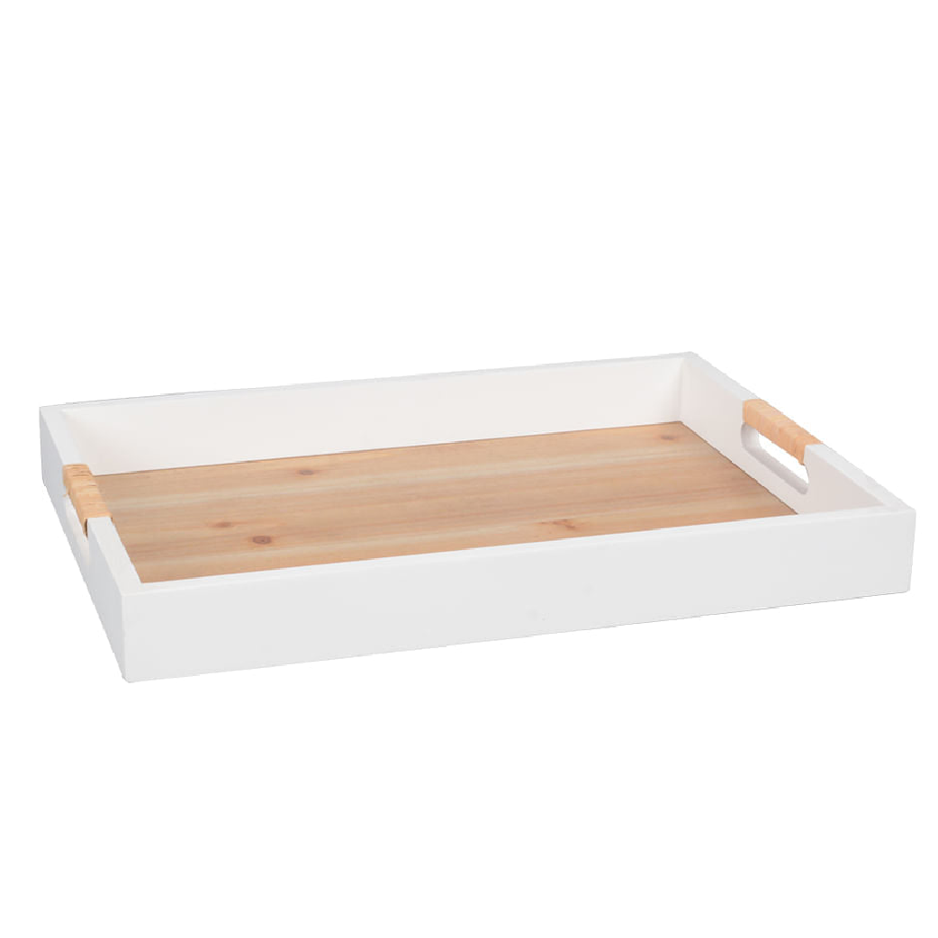 BANDEJA DE MADEIRA COM RATTAN M 40X28CM