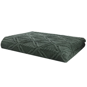 Manta tricot plus corrente na cor verde, 130x180cm, vista frontal — Lolahome