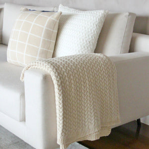 MANTA TRICOT PLUS CESTARIA OFF WHITE 130X180 CM