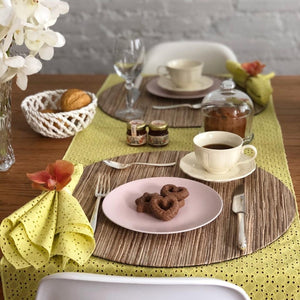 CAMINHO DE MESA ALGODÃO MYKONOS AMARELO 160X45 CM