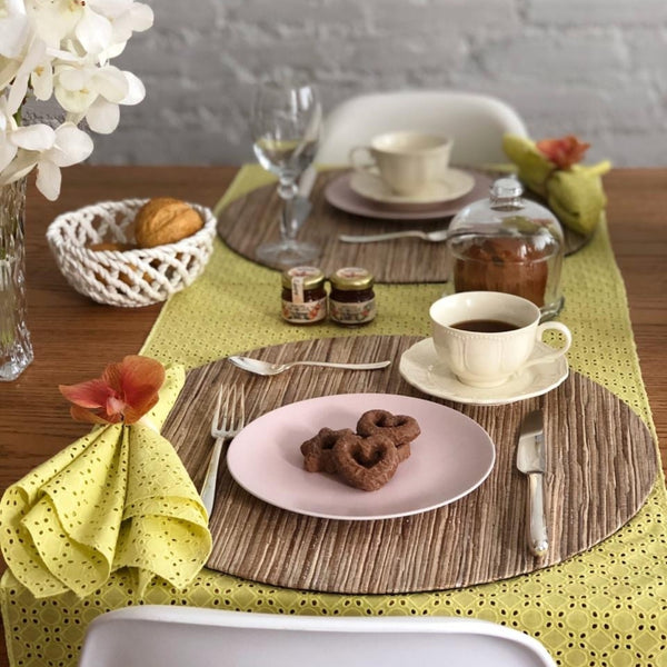 CAMINHO DE MESA ALGODÃO MYKONOS AMARELO 160X45 CM