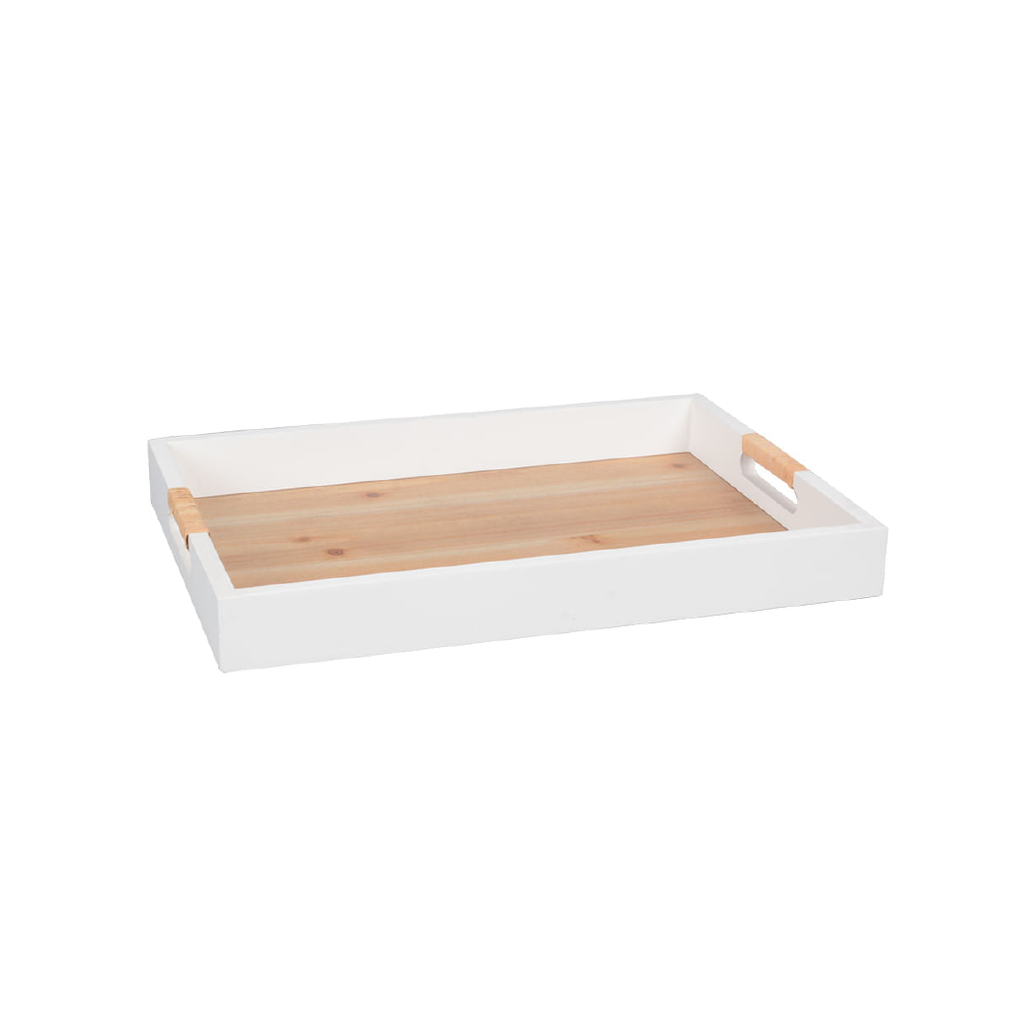 BANDEJA DE MADEIRA COM RATTAN P 35X25CM