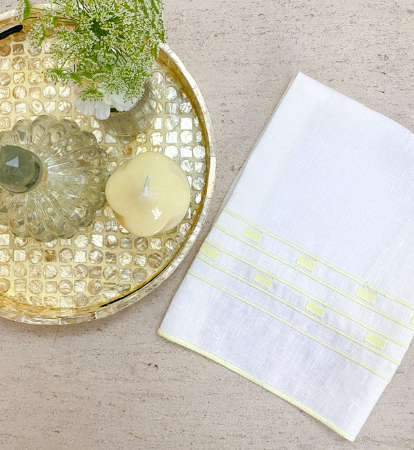 TOALHA DE LAVABO LINHO PURO GEOMETRIC 30 X 50 CM