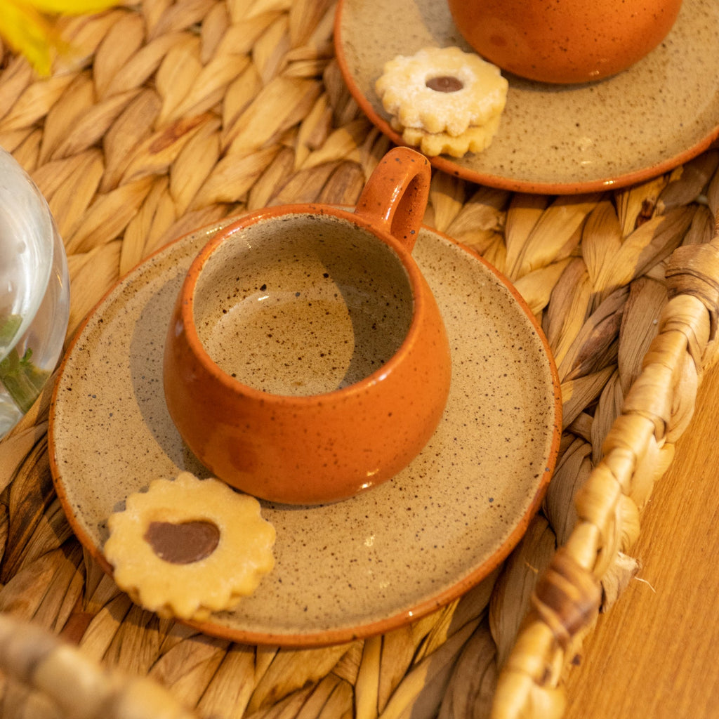 XÍCARA DE CAFÉ CERÂMICA ARTESANAL TERRACOTA 120ML